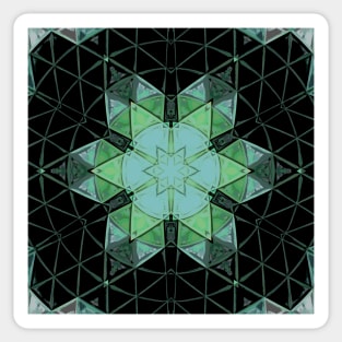 Mosaic Mandala Flower Blue Green and Black Sticker